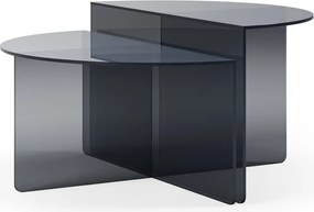 Set di tavolini da salotto rotondi grigi in vetro 2 pz ø 80 cm Velta – MOME