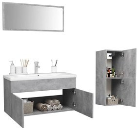 Set mobili da bagno grigio cemento in truciolato