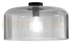 Plafoniera gibus fume' 1 luce attacco e27 40x40x23cm in vetro soffiato