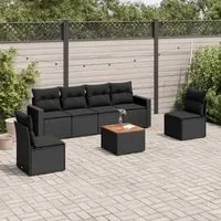 Set Divani da Giardino con Cuscini 7pz Nero Polyrattan 3224067