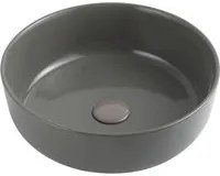 Lavabo da appoggio grigio cemento tondo 33 cm in ceramica | Zelos