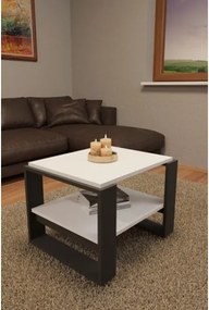 Tavolino Basso Da Salotto Stile Moderno 63x54x45 Axel Bianco E Antracite