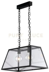 Lampadario a sospensione lexington  nera 2 luci attacco e27 57x30x1...