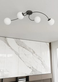 Lampada da soffitto in acciaio e vetro VIBRA 4 da interno 4xE14