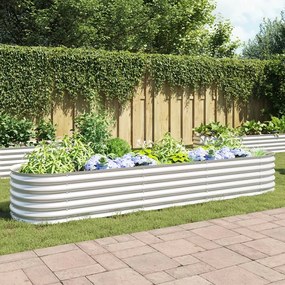 Letto Rialzato Giardino 320x80x44 Cm İn Acciaio Zincato Argento /