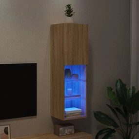 Mobile TV con Luci LED Rovere Sonoma 30,5x30x102 cm