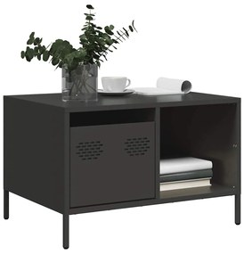 Tavolino Nero 68,5x50x43,5 Cm İn Acciaio Laminato A Freddo /