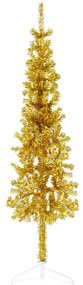 Albero Natale Artificiale Sottile A Metà Con Supporto Oro 150cm /