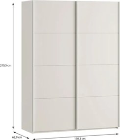 Armadio Guardaroba 2 Ante Scorrevoli Con Barra Appendiabiti Sofi Beige