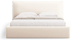 Letto matrimoniale imbottito crema con contenitore e doghe 140x200 cm Elio - Milo Casa