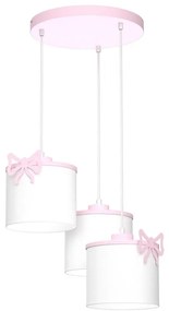Lampadario a sospensione per bambini SWEET 3xE27/15W/230V bianco/rosa/farfalla