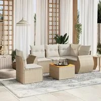 Set Divano da Giardino 6 pz con Cuscini Beige in Polyrattan 3257339