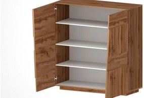 Madia Alta PONGO 4 Ante – Rovere Wotan, 120x44x126 cm, Made in Italy