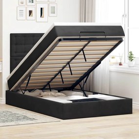 Struttura Letto Pouf Con Materassi Nero 120x200 Cm Velluto /