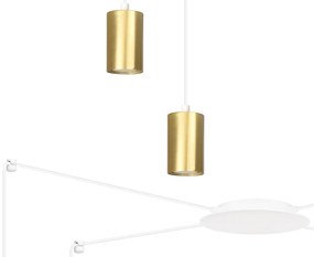 Sospensione A Ragno In Acciaio Bianco E Oro 4 Luci Tracker Con Cavo 3 Metri