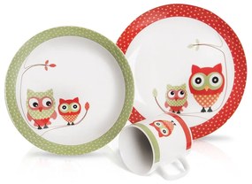 Set da pranzo per bambini in porcellana 3 pezzi Gufo - Orion