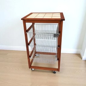 Carrello da cucina portafrutta con 3 cestelli senza base CILIEGIO