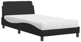 Letto con materasso nero 100x200 cm in similpelle