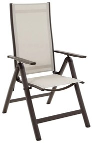 Sedia da giardino in alluminio con braccioli pieghevole Odyssea Multi NATERIAL, seduta in textilene beige, set da 2 pezzi