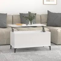 Tavolino Salotto Bianco Lucido 90x44,5x45 cm Legno Multistrato 819590