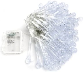 Aigostar - Catena luminosa natalizia da esterno a LED RGBY 100 LED/8 funzioni 3xAA 10m IP44 gocce