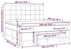 Giroletto a Molle con Materasso Grigio Chiaro 180x200cm Velluto