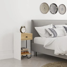 Comodino in rovere bianco/naturale con mensole Mercure - Marckeric