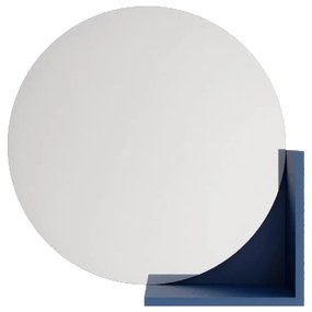 Specchio a parete con mensola blu scuro , ø 60 cm Lucija - Skandica