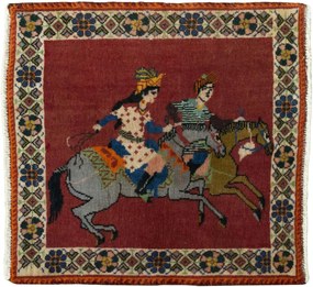 Shiraz Tappeto 60 x 60 Rosso (Iran) Annodato A Mano