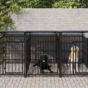 Gabbia Per Cani Da Esterno Con Tetto İn Acciaio 18,77 M² /