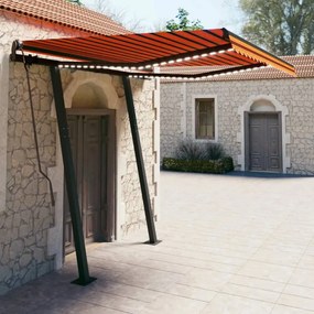 Tenda Retrattile Manuale Con Led 3,5x2,5m Arancio E Marrone /