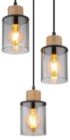 Globo 15707-3HR - Lampadario a sospensione con filo REID 3xE27/15W/230V diametro 27 cm quercia