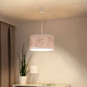 Duolla Lampada a sospensione Mila, Ø 35 cm, bianco, tessuto, unicorni, E27