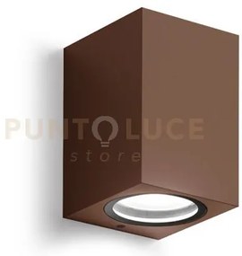 Ges912- applique ruggine 1 luce attacco gu10 ip44 6,8x10cm quadrato