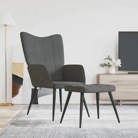Sedia Relax Con Sgabello Grigio Scuro İn Tessuto /