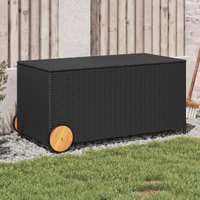 Contenitore Da Giardino Con Ruote Nero 190l İn Polyrattan /