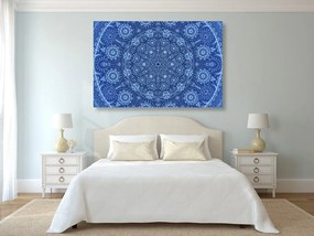 Quadro su tela – Mandala ornamentale con pizzo in blu