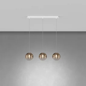 Lampadario Contemporaneo Eclipse Metallo Bianco Vetro Bronzo 3 Luci G9