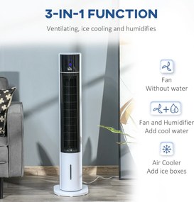 Raffrescatore Ventilatore Evaporativo 3 Litri 60W con Telecomando Bianco...