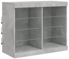 Credenza con luci led grigio cemento 81x37x67 cm