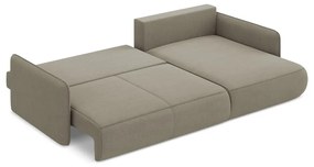 Divano angolare beige allungabile/con contenitore (con penisola a destra) Nanea – Makamii