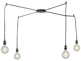 Lampadario Sospensione Vintage Groove Industrial Vintage Colore Nero 60W Mis 250 cm