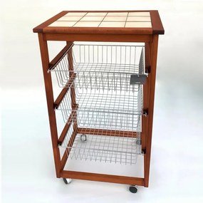 Carrello da cucina portafrutta con 3 cestelli senza base CILIEGIO