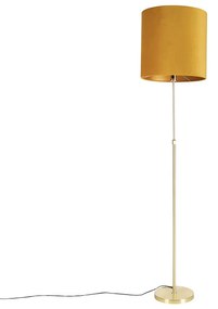 Lampada da terra oro / ottone paralume velluto giallo 40/40 cm - PARTE