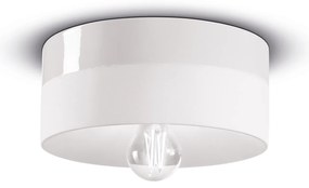 Plafoniera Media Vintage Decò Pi Ceramica Bianco Grezzo 1 Luce E27