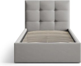 Letto singolo imbottito grigio con contenitore con rete inclusa 90x200 cm Phaedra – Micadoni