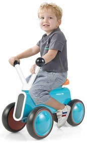 Costway Bicicletta senza pedali per bambini con robusto telaio in lega di alluminio, Giocattolo da guida 4 ruote Blu