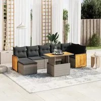 Set Divano da Giardino 8 pz con Cuscini Grigio in Polyrattan 3274070