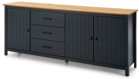 Cassettiera bassa blu scuro in legno di pino 190x80 cm Miranda - Marckeric