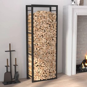 Portalegna Nero Opaco 50x28x132 Cm İn Acciaio /